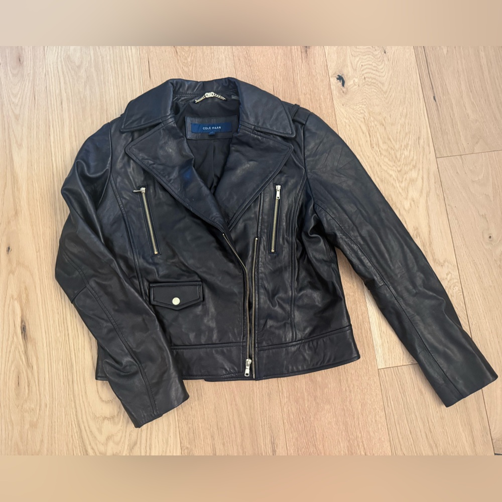 Vintage Cole Haan leather y2k moto jacket